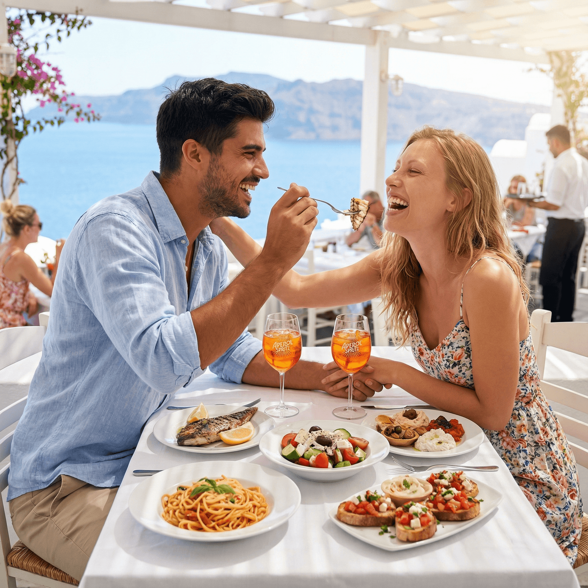 Travelers booking a trip with a laptop